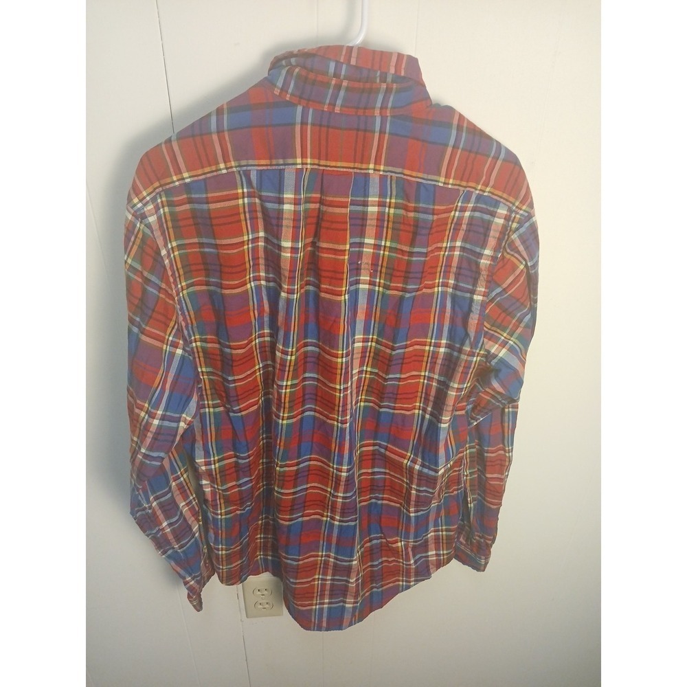 Polo Ralph Lauren Shirt Men's Large Madras Plaid Long Sleeve Flesh Pony EUC - Picture 2 of 6